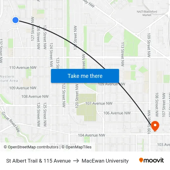 St Albert Trail & 115 Avenue to MacEwan University map