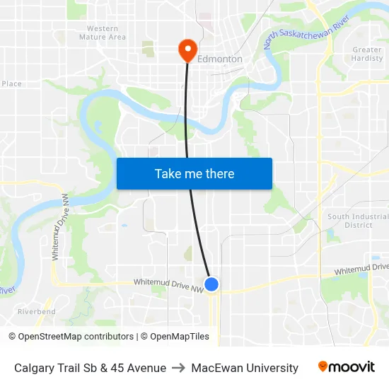 Calgary Trail Sb & 45 Avenue to MacEwan University map