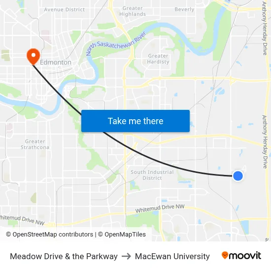 Meadow Drive & the Parkway to MacEwan University map