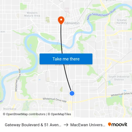 Gateway Boulevard & 51 Avenue to MacEwan University map