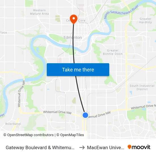 Gateway Boulevard & Whitemud Drive to MacEwan University map