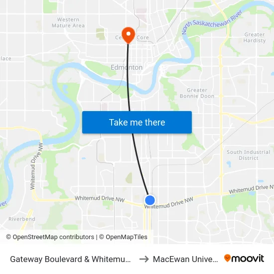 Gateway Boulevard & Whitemud Drive to MacEwan University map