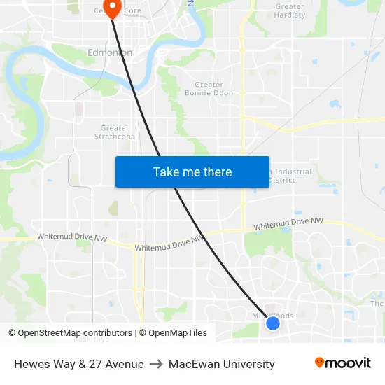 Hewes Way & 27 Avenue to MacEwan University map