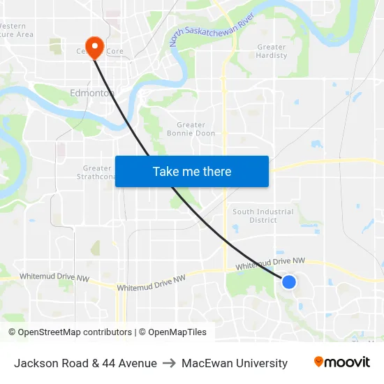 Jackson Road & 44 Avenue to MacEwan University map