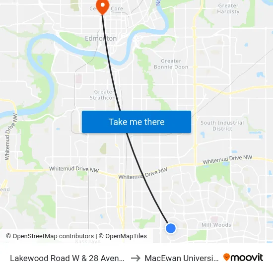 Lakewood Road W & 28 Avenue to MacEwan University map
