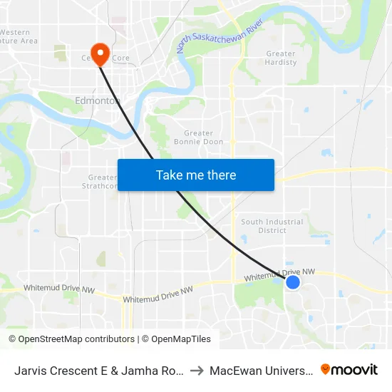Jarvis Crescent E & Jamha Road to MacEwan University map