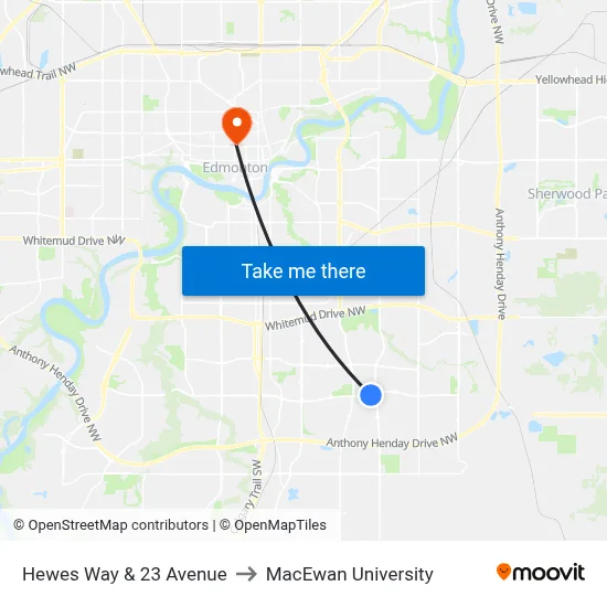 Hewes Way & 23 Avenue to MacEwan University map