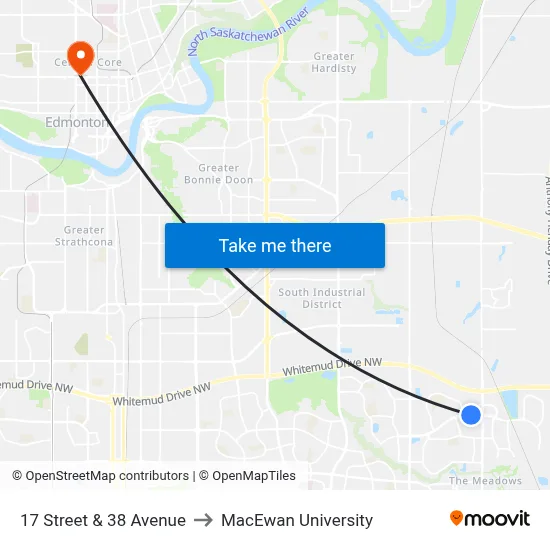 17 Street & 38 Avenue to MacEwan University map