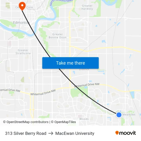 313 Silver Berry Road to MacEwan University map