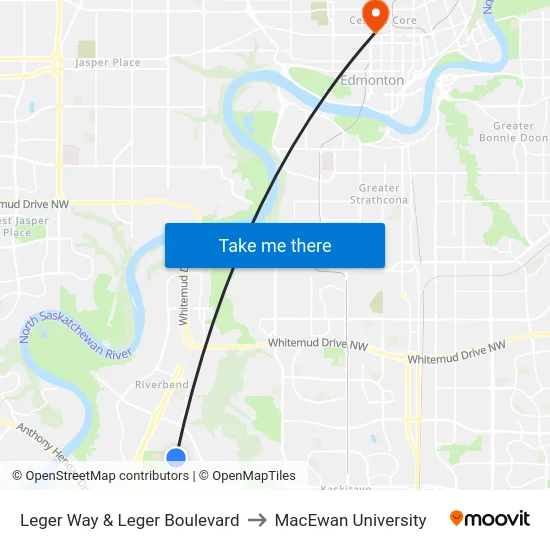 Leger Way & Leger Boulevard to MacEwan University map