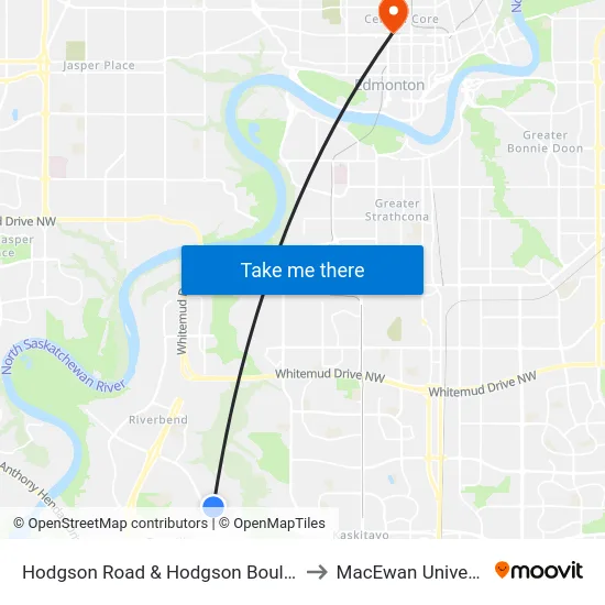 Hodgson Road & Hodgson Boulevard to MacEwan University map