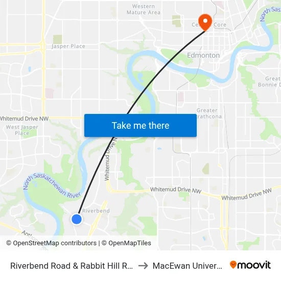 Riverbend Road & Rabbit Hill Road to MacEwan University map