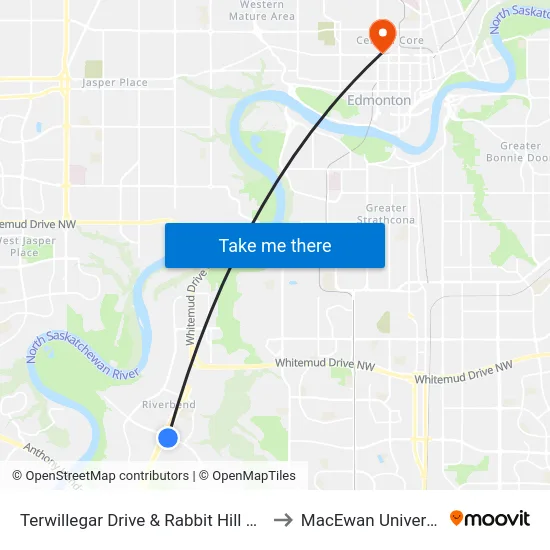 Terwillegar Drive & Rabbit Hill Road to MacEwan University map