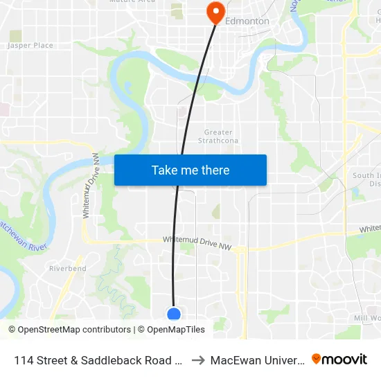 114 Street & Saddleback Road N Ent to MacEwan University map