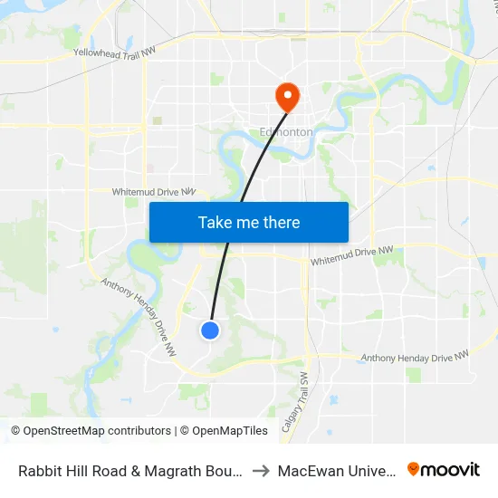 Rabbit Hill Road & Magrath Boulevard to MacEwan University map