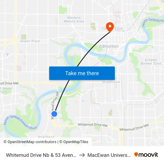 Whitemud Drive Nb & 53 Avenue to MacEwan University map