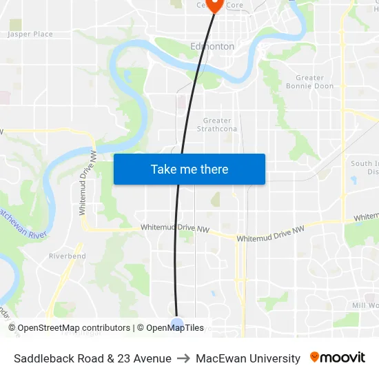 Saddleback Road & 23 Avenue to MacEwan University map