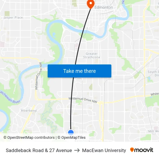 Saddleback Road & 27 Avenue to MacEwan University map