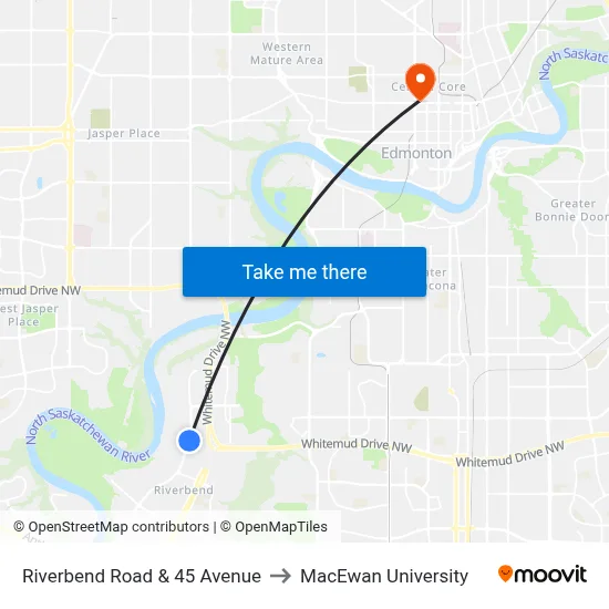 Riverbend Road & 45 Avenue to MacEwan University map