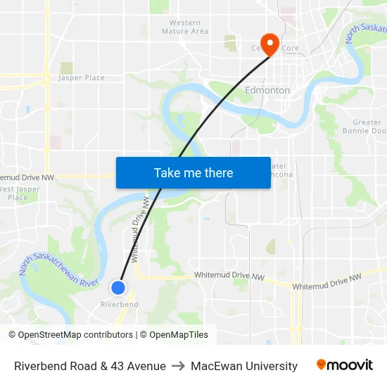 Riverbend Road & 43 Avenue to MacEwan University map
