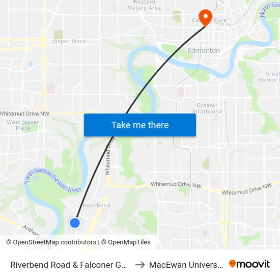 Riverbend Road & Falconer Gate to MacEwan University map