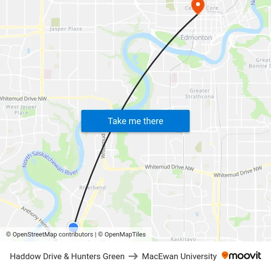 Haddow Drive & Hunters Green to MacEwan University map