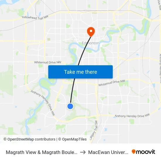Magrath View & Magrath Boulevard to MacEwan University map