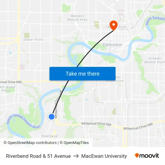 Riverbend Road & 51 Avenue to MacEwan University map