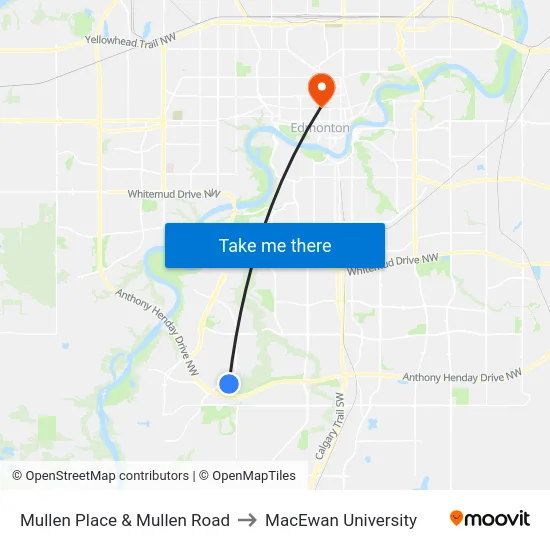 Mullen Place & Mullen Road to MacEwan University map