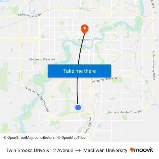 Twin Brooks Drive & 12 Avenue to MacEwan University map