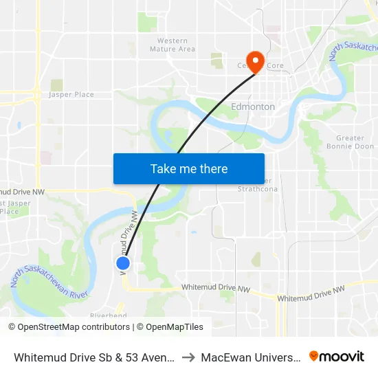 Whitemud Drive Sb & 53 Avenue to MacEwan University map