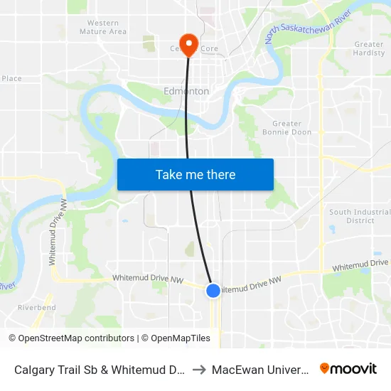 Calgary Trail Sb & Whitemud Drive to MacEwan University map