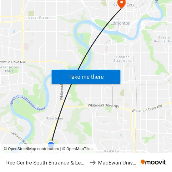 Rec Centre South Entrance & Leger Road to MacEwan University map