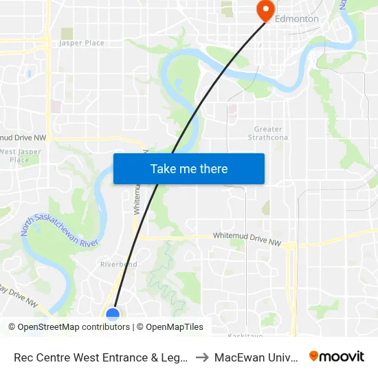 Rec Centre West Entrance & Leger Road to MacEwan University map