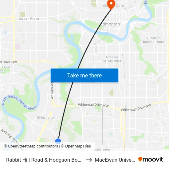 Rabbit Hill Road & Hodgson Boulevard to MacEwan University map