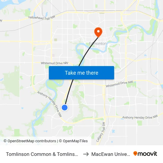 Tomlinson Common & Tomlinson Way to MacEwan University map
