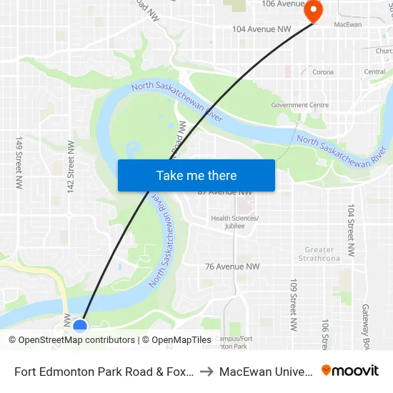 Fort Edmonton Park Road & Fox Drive to MacEwan University map