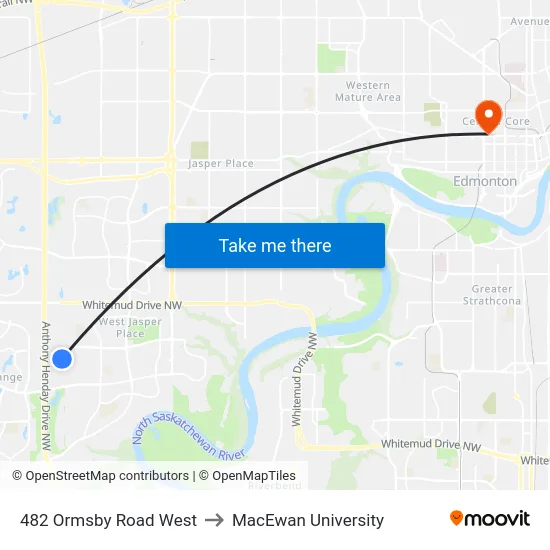 482 Ormsby Road West to MacEwan University map