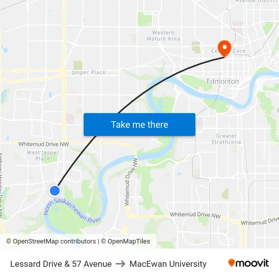 Lessard Drive & 57 Avenue to MacEwan University map