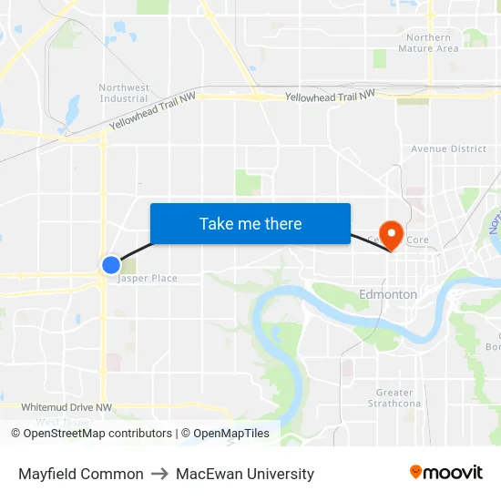 Mayfield Common to MacEwan University map