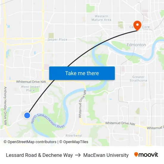 Lessard Road & Dechene Way to MacEwan University map