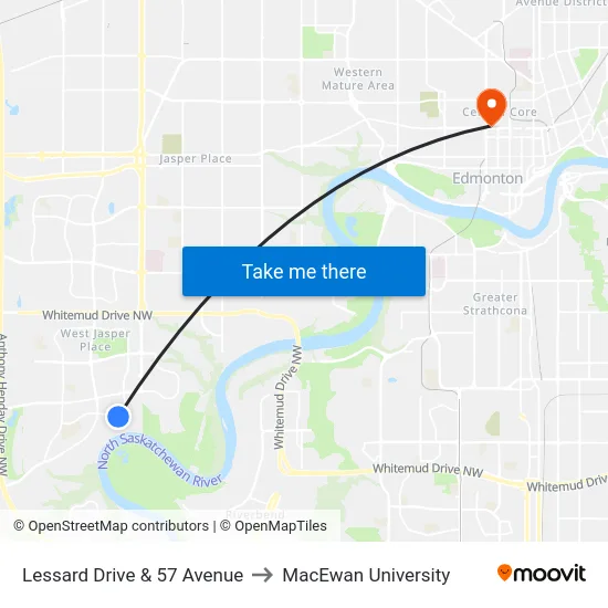 Lessard Drive & 57 Avenue to MacEwan University map