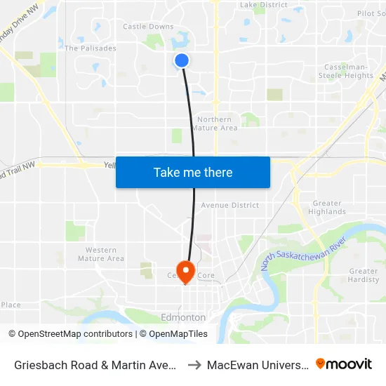 Griesbach Road & Martin Avenue to MacEwan University map