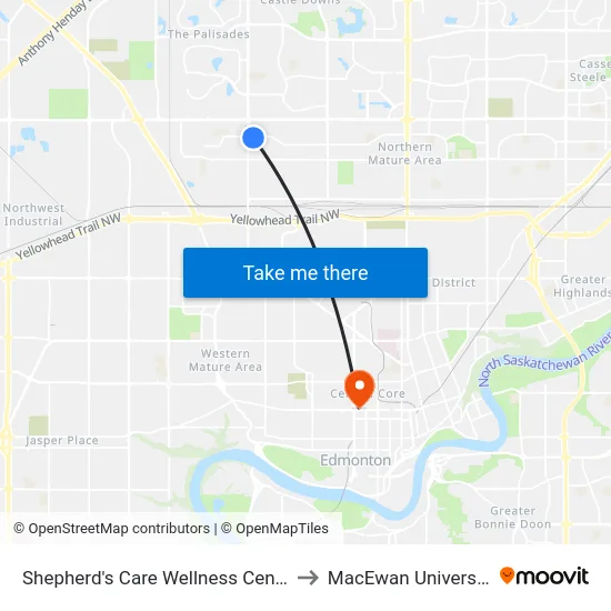 Shepherd's Care Wellness Centre to MacEwan University map