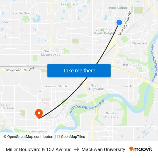 Miller Boulevard & 152 Avenue to MacEwan University map