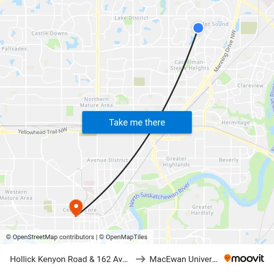 Hollick Kenyon Road & 162 Avenue to MacEwan University map