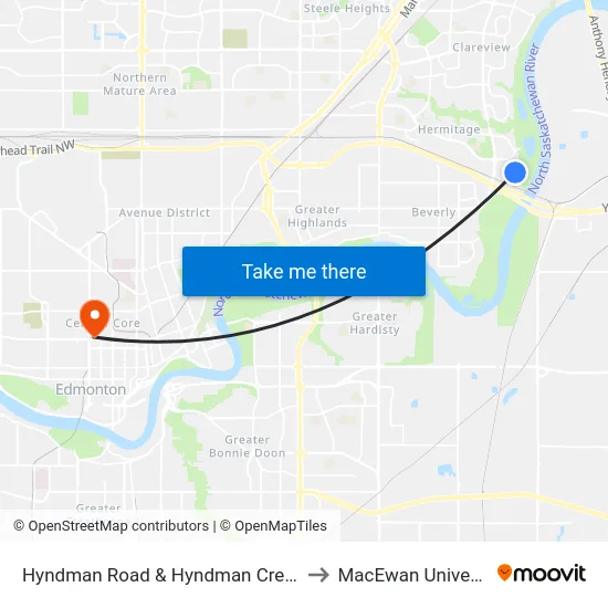 Hyndman Road & Hyndman Crescent to MacEwan University map