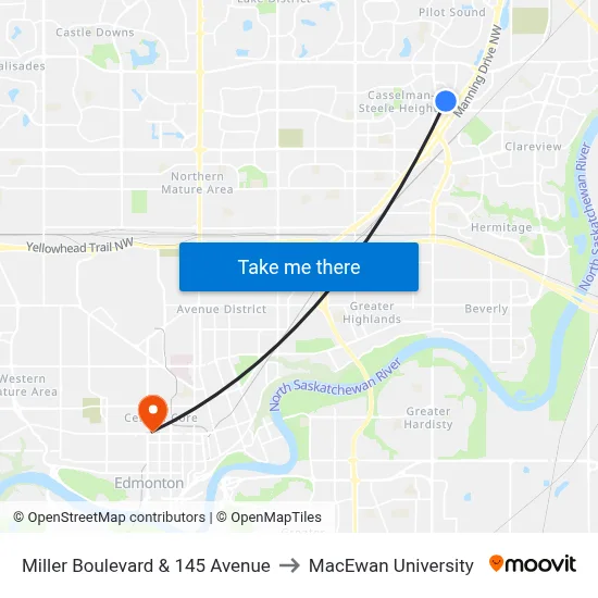 Miller Boulevard & 145 Avenue to MacEwan University map