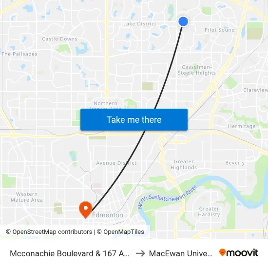 Mcconachie Boulevard & 167 Avenue to MacEwan University map