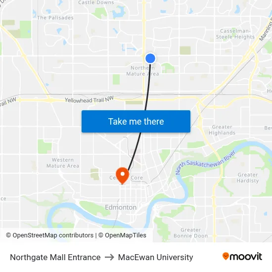 Northgate Mall Entrance to MacEwan University map